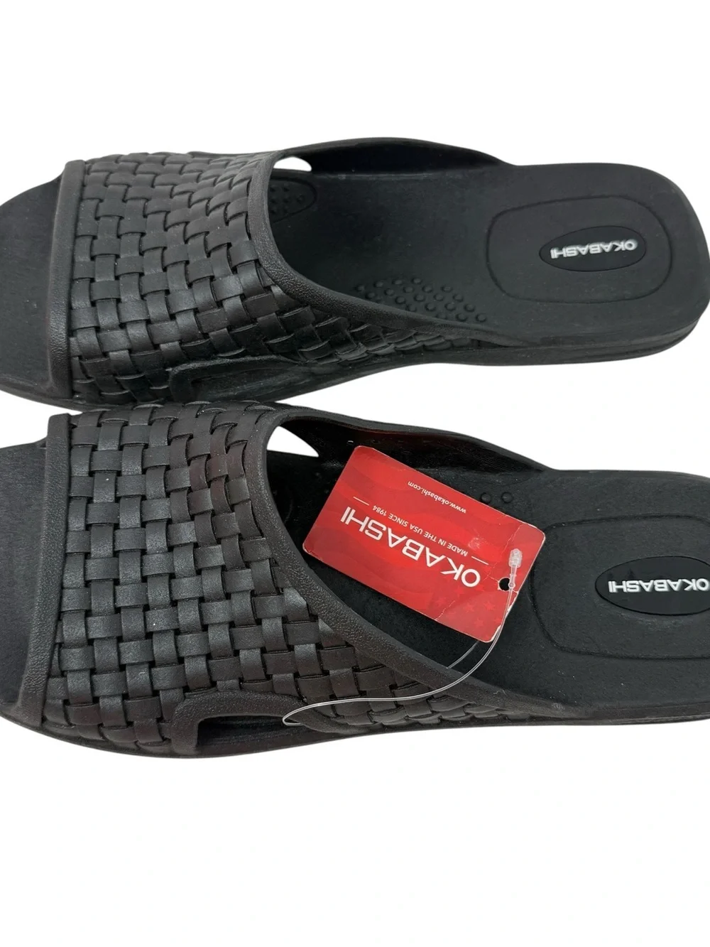 Okabashi Coast Sandals men’s Size 12 Black Slide Shoes Arch support washable NWT